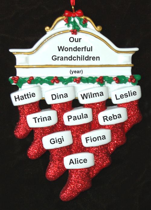 Stockings Hung with Care 10 Grandchildren Christmas Ornament Personalized by RussellRhodes.com