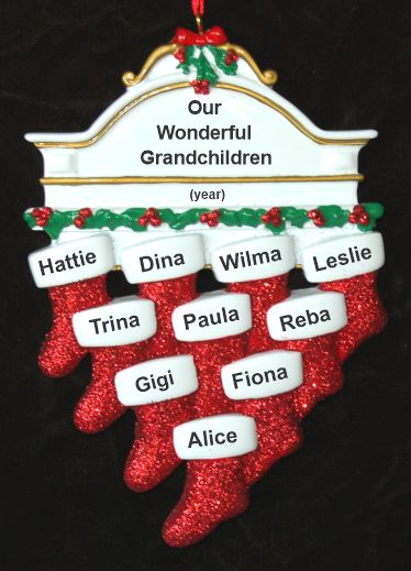 Grandparents Christmas Ornament Hung with Care 10 Grandkids Personalized by RussellRhodes.com