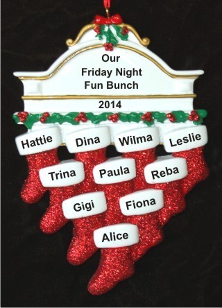 In the Spirit of Friendship 10 Stockings Christmas Ornament Personalized by Russell Rhodes