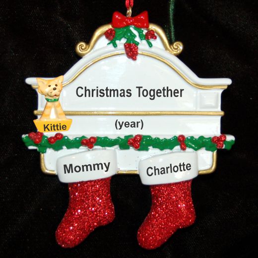 1 Child Single Parent Christmas Ornament Hung with Care with Pets Personalized by RussellRhodes.com