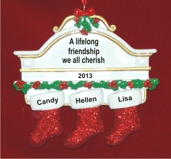 Personalized Three Friends for Life Christmas Ornament by Russell Rhodes