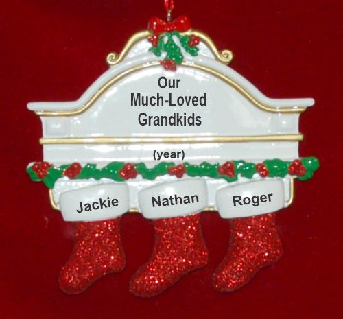 Grandparents Christmas Ornament Hung with Care 3 Grandkids Personalized by RussellRhodes.com