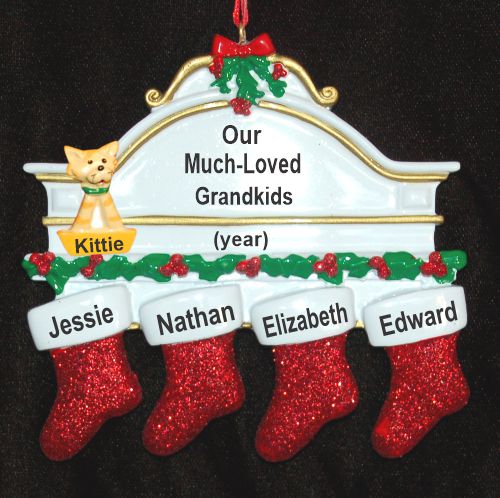 Grandparents Christmas Ornament Hung with Care 4 Grandkids with Pets Personalized by RussellRhodes.com