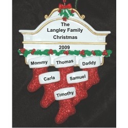 Stockings Hung with Care Family of 6 Christmas Ornament Personalized by Russell Rhodes