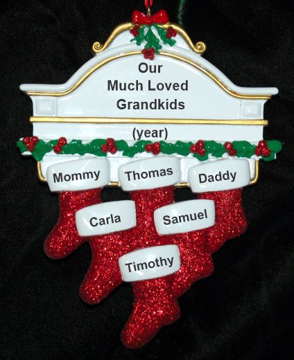 Grandparents Christmas Ornament Hung with Care 6 Grandkids Personalized by RussellRhodes.com