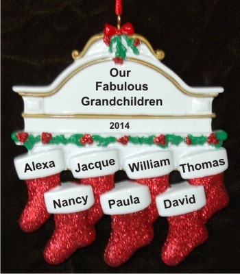 Stockings Hung with Care 7 Grandchildren Christmas Ornament Personalized by Russell Rhodes