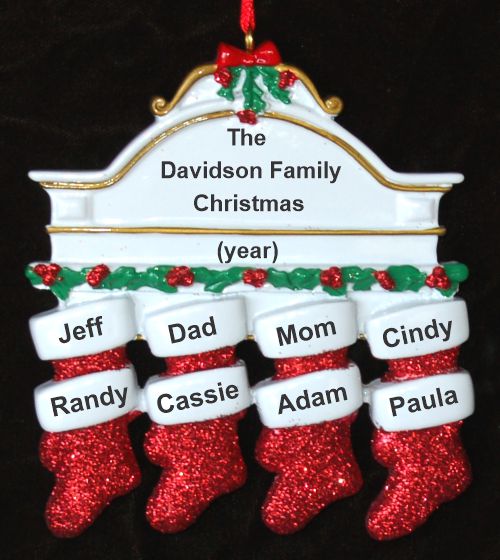 Stockings Hung with Care Family of 8 Christmas Ornament Personalized by RussellRhodes.com