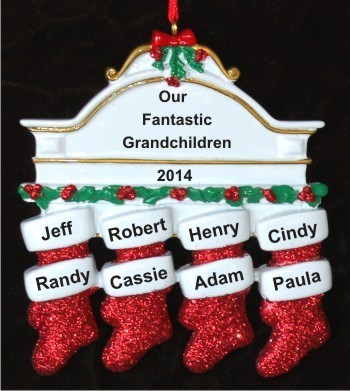 Stockings Hung with Care 8 Grandchildren Christmas Ornament Personalized by Russell Rhodes