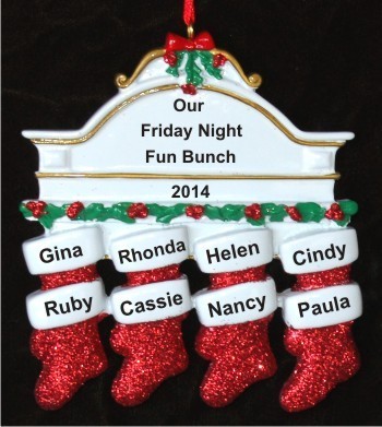 In the Spirit of Friendship 8 Stockings Christmas Ornament Personalized by Russell Rhodes