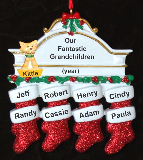 Grandparents Christmas Ornament Hung with Care 8 Grandkids with Pets Personalized by RussellRhodes.com