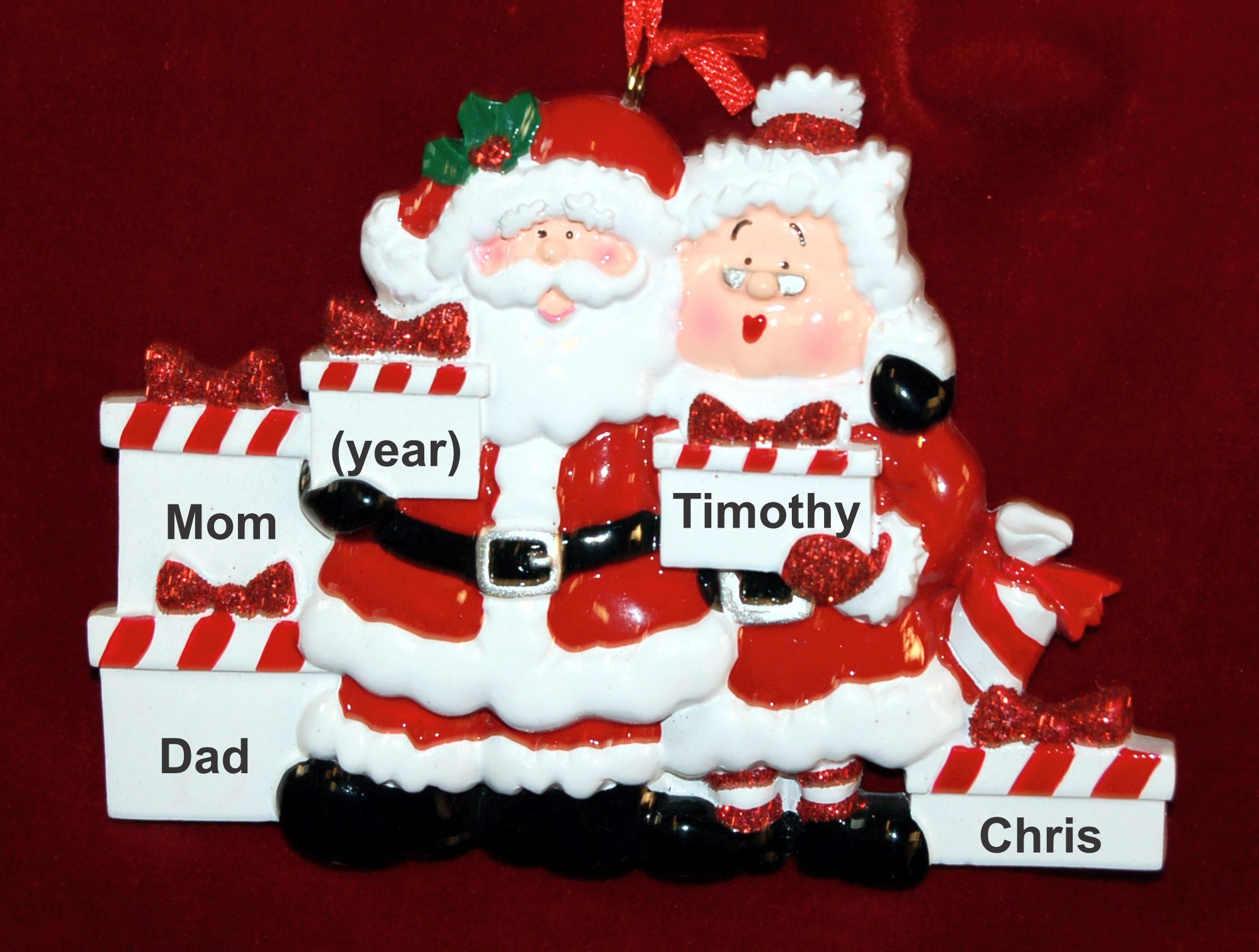 Family Christmas Ornament Xmas Presents for 4 Personalized by RussellRhodes.com