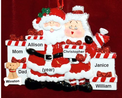 Family Christmas Ornament Xmas Presents for 6 with Pets Personalized by RussellRhodes.com