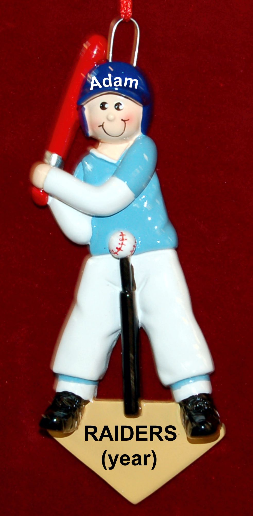 T Ball Christmas Ornament Male Slugger Personalized FREE by Russell Rhodes