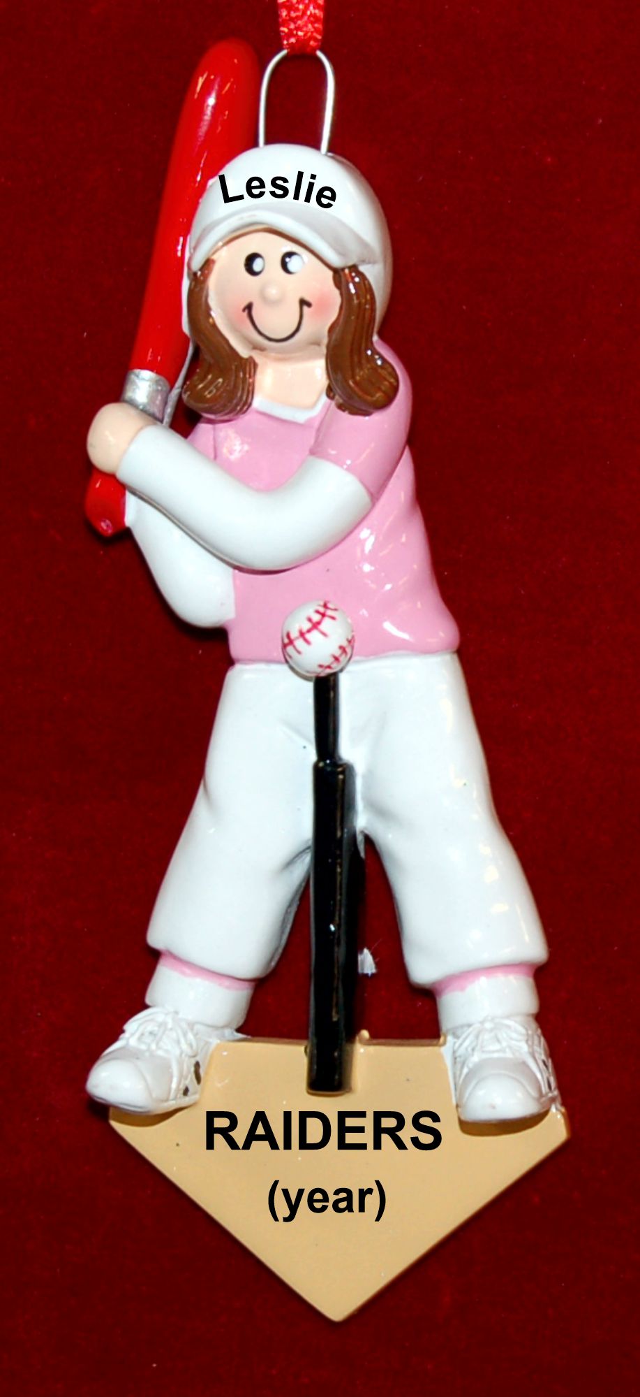 T Ball Christmas Ornament Female Slugger Personalized by RussellRhodes.com