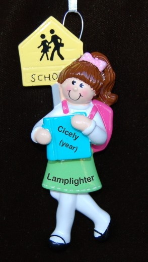 School Christmas Ornament Brunette Female Personalized by RussellRhodes.com