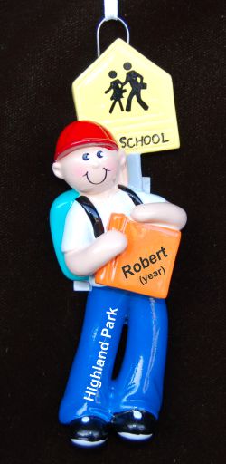 School Boy Christmas Ornament Personalized by RussellRhodes.com