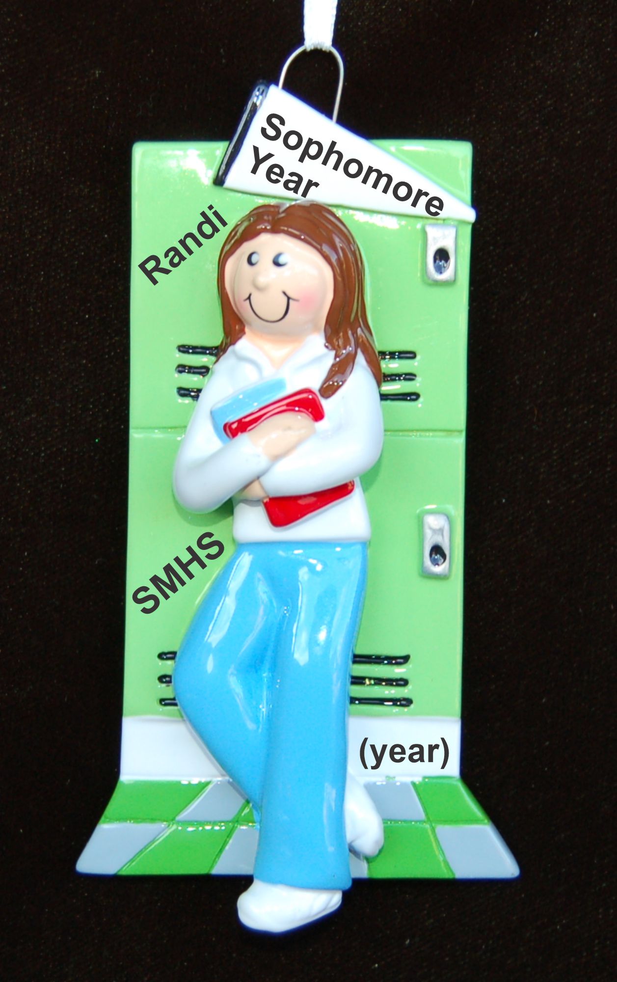 Sophomore Year High School Christmas Ornament Female Brunette Personalized by RussellRhodes.com