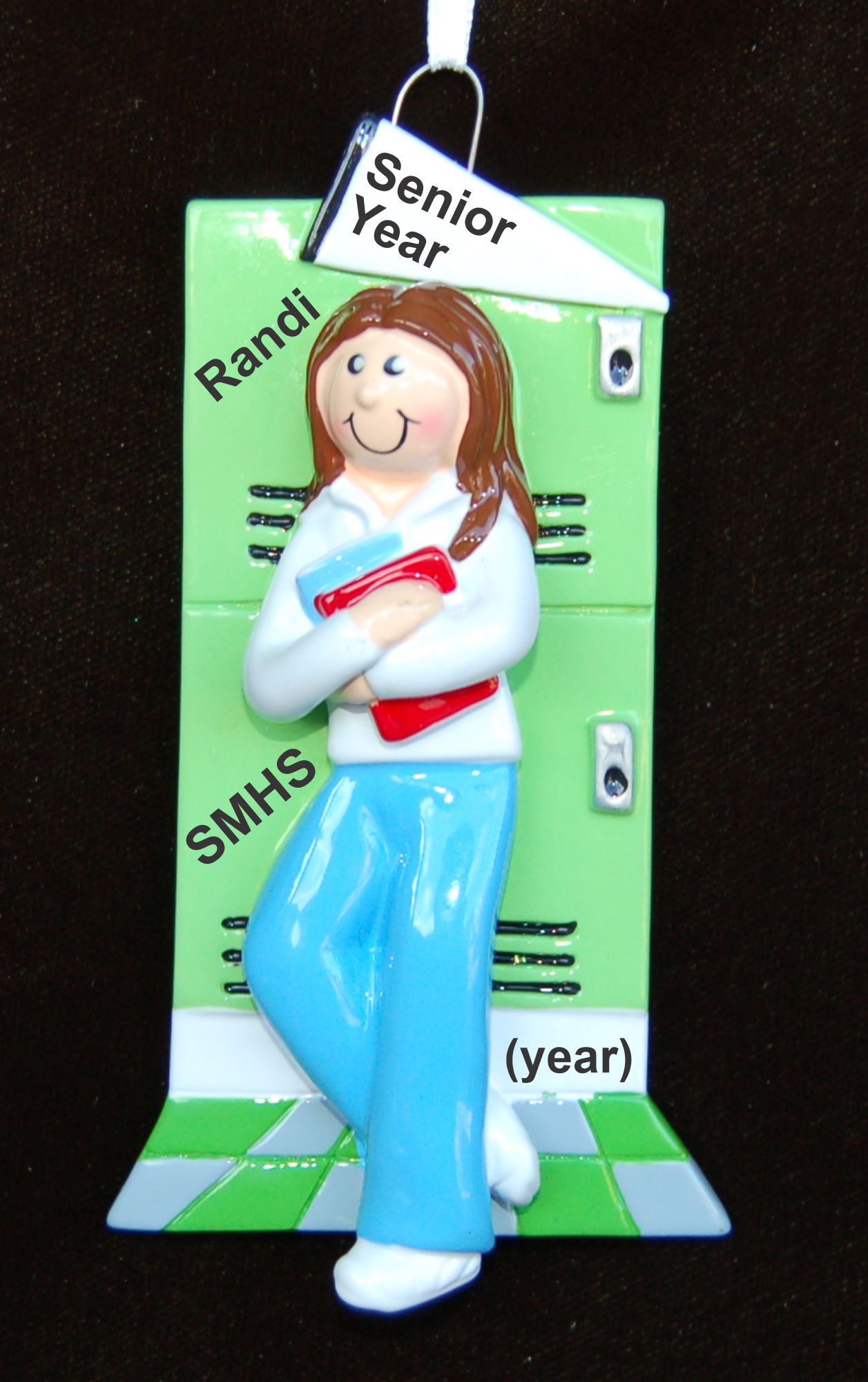 Personalized Senior Year High School Christmas Ornament Female Brunette Personalized by Russell Rhodes