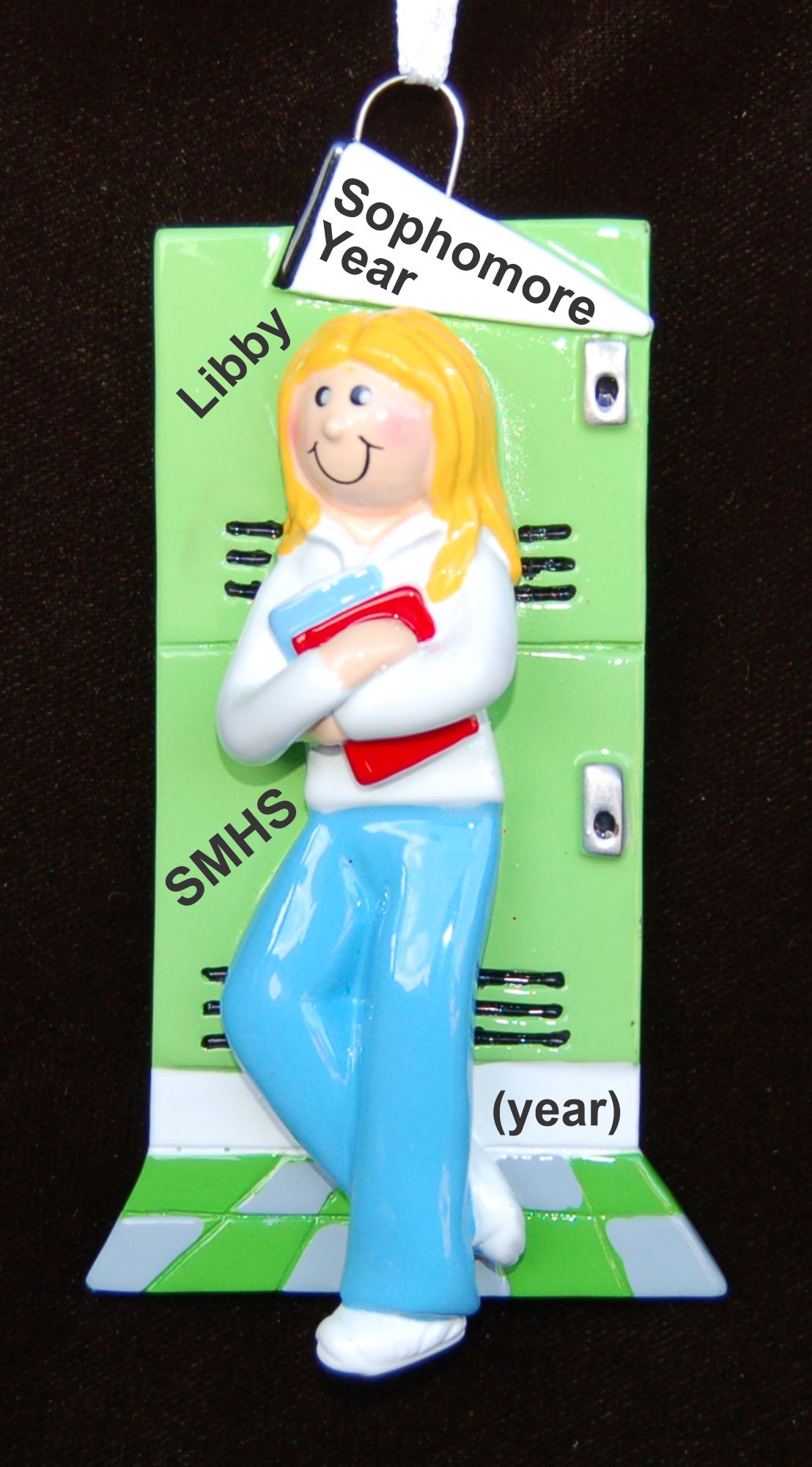 Personalized Sophomore Year High School Christmas Ornament Female Blond Personalized by Russell Rhodes