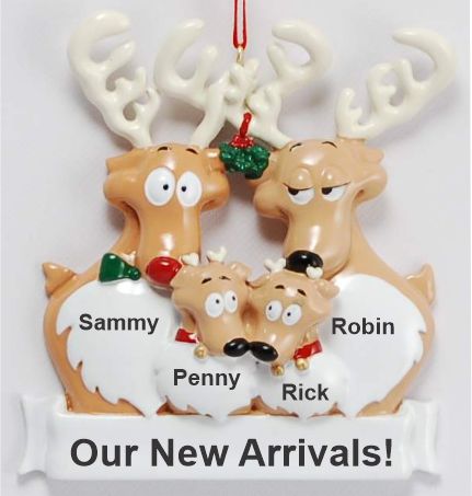 Twins Christmas Ornament Reindeer Proud Parents Personalized by RussellRhodes.com