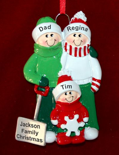 Family Christmas Ornament for 3 Outside Together Personalized by RussellRhodes.com