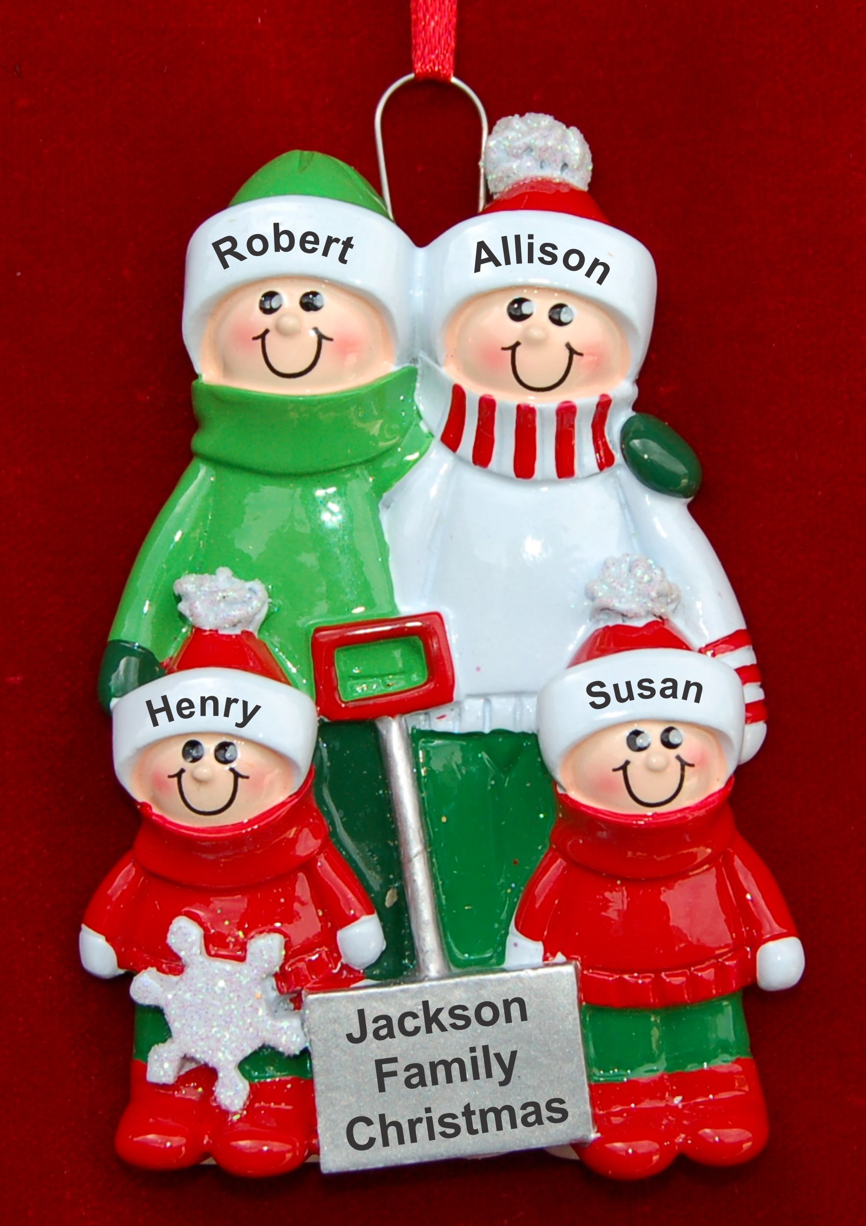 Winter Fun Family Christmas Ornament for 4 Personalized by RussellRhodes.com