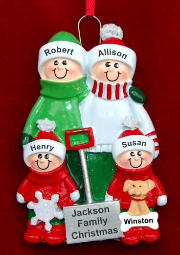 Family Christmas Ornament for 4 Outside Together with Pets Personalized by RussellRhodes.com