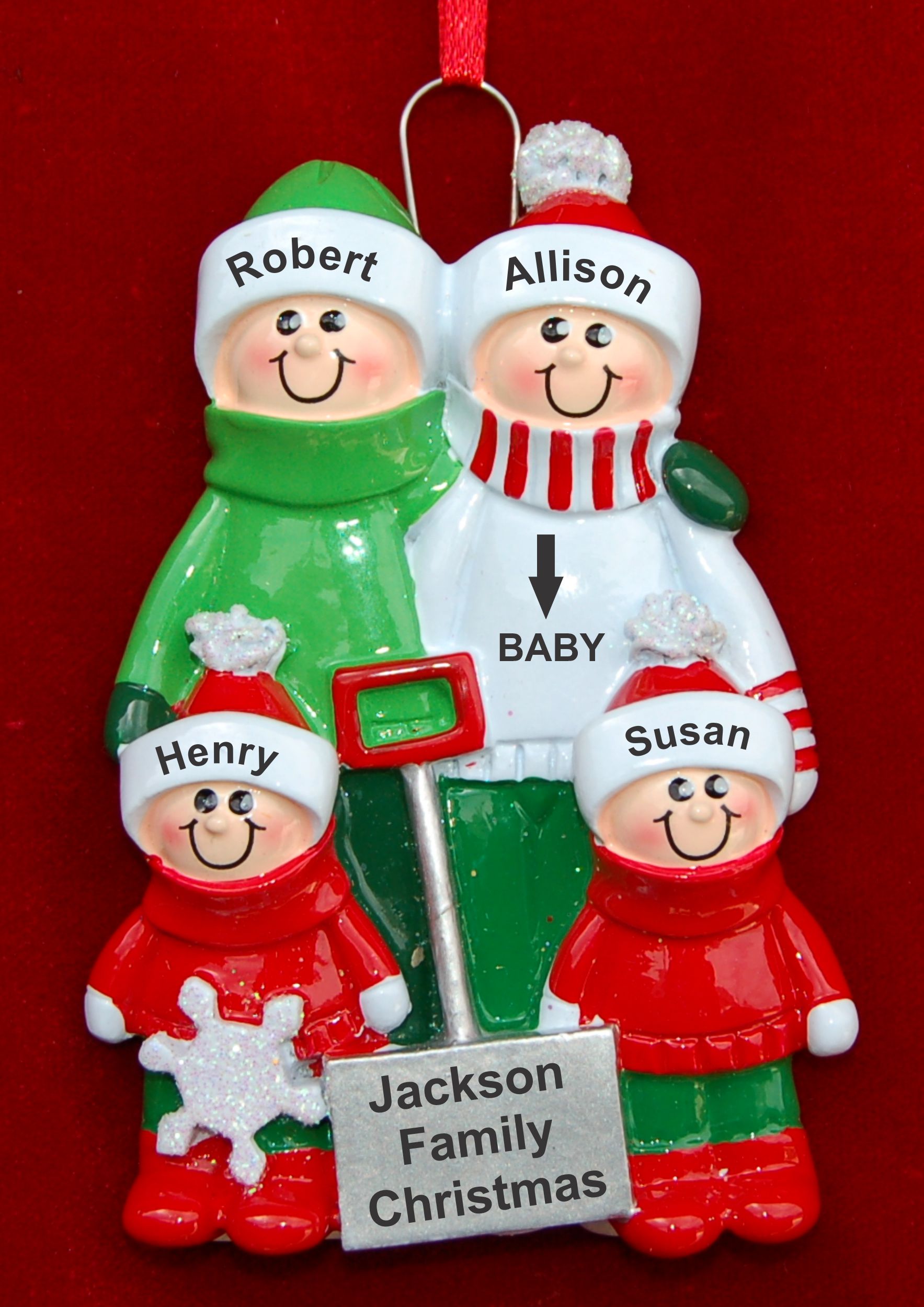 Expecting Christmas Ornament Winter Fun Personalized by RussellRhodes.com