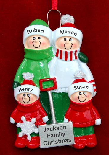 Family Christmas Ornament for 4 Outside Together Personalized by RussellRhodes.com