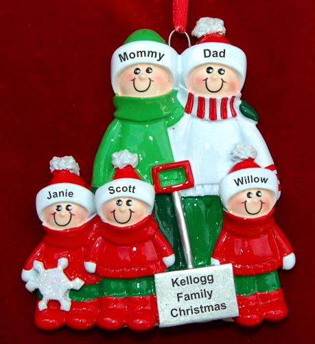 Family Christmas Ornament for 5 Outside Together Personalized by RussellRhodes.com