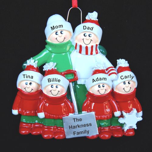 Family Christmas Ornament Fun in the Snow for 6 Personalized by RussellRhodes.com