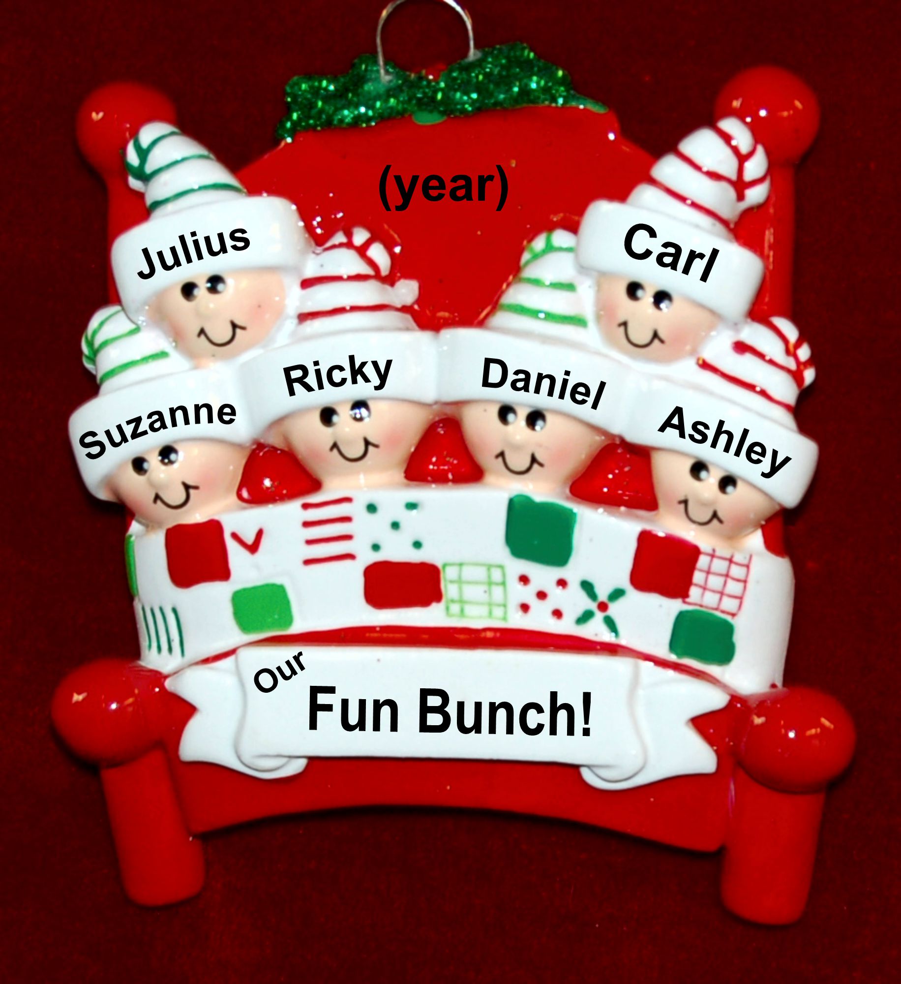 Family Christmas Ornament Winter Fun Just the 6 Kids Personalized by RussellRhodes.com
