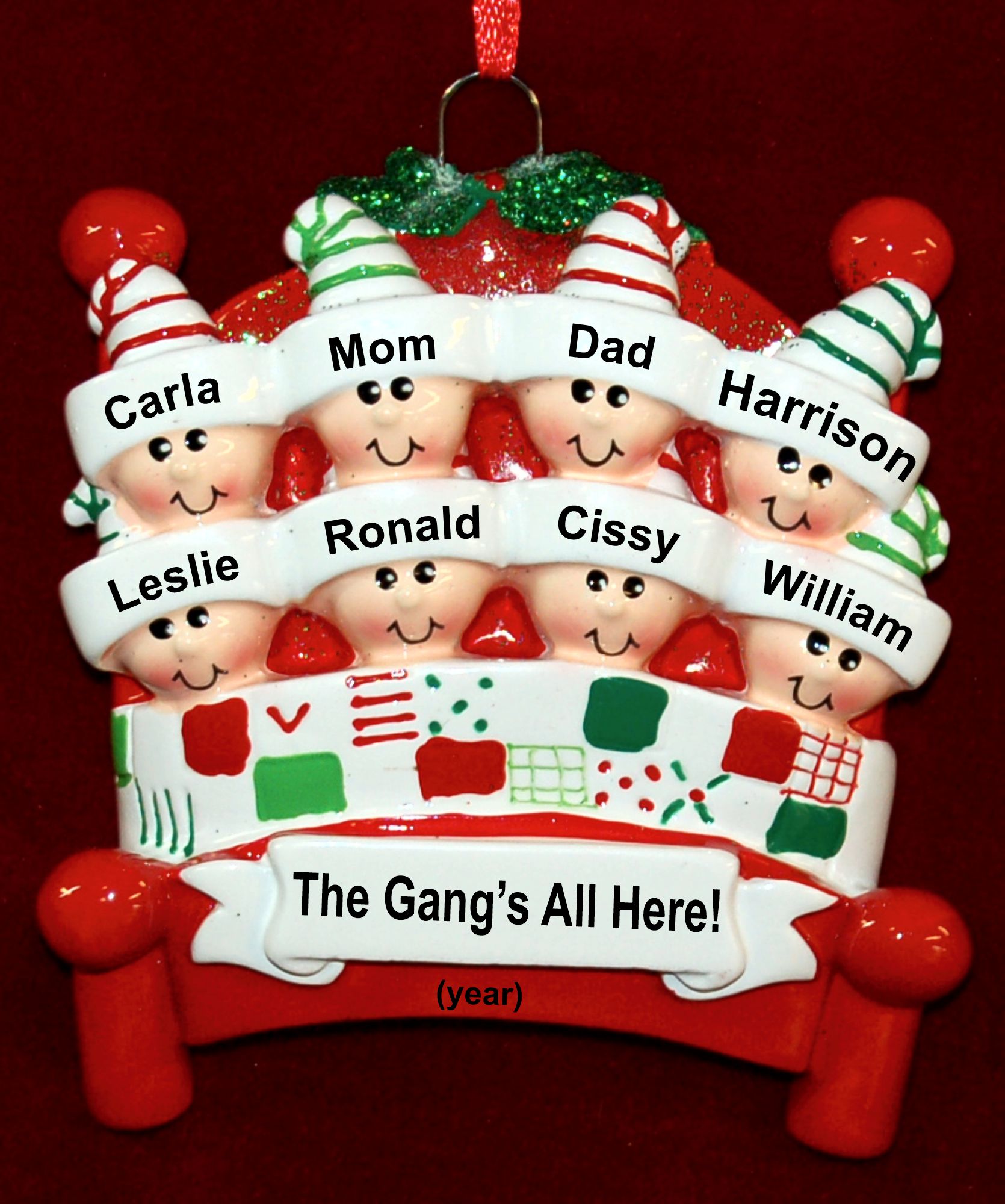 Family Christmas Ornament Winter Fun for 8 Personalized FREE by Russell Rhodes