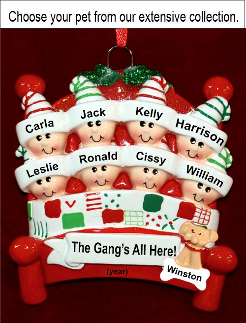 Grandparents Christmas Ornament Winter Fun for 8 Grandkids with Pets Personalized FREE by Russell Rhodes