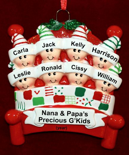 Grandparents Christmas Ornament for 8 Grandkids Warm & Cozy  Personalized by RussellRhodes.com