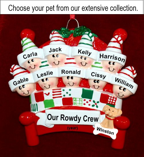 Grandparents Christmas Ornament Winter Fun for 9 Grandkids with Pets Personalized FREE by Russell Rhodes