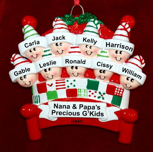 Grandparents Christmas Ornament for 9 Grandkids Warm & Cozy  Personalized by RussellRhodes.com