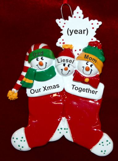Family Christmas Ornament Festive Stockings for 3 Personalized by RussellRhodes.com