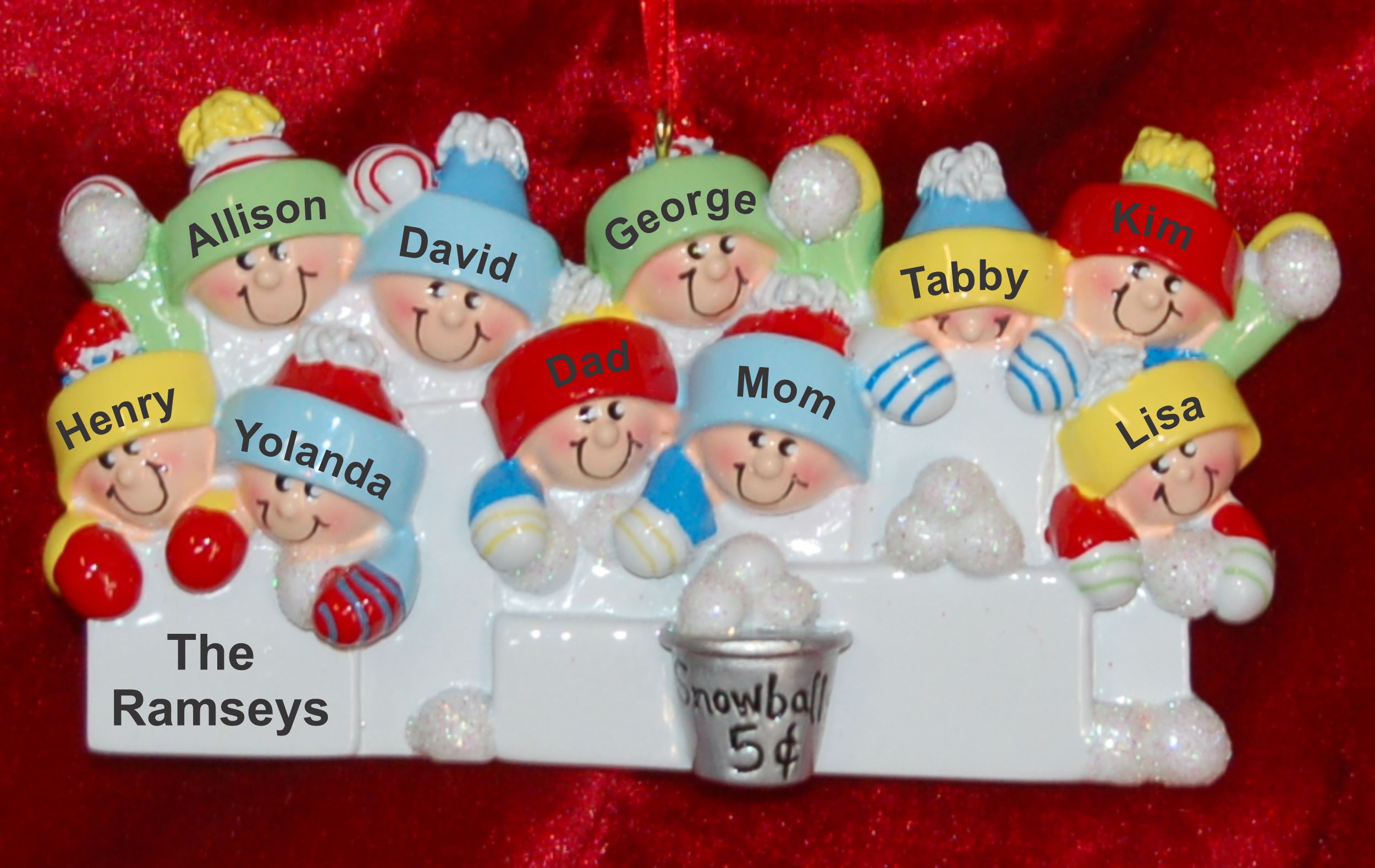 Personalized Family Christmas Ornament Snowball Fun Family 10 Personalized by Russell Rhodes