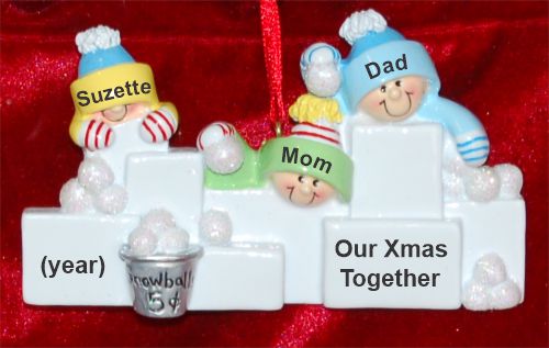 Family Christmas Ornament Snowball Fun for 3 Personalized by RussellRhodes.com