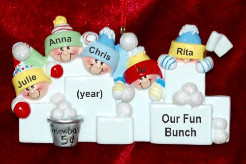 Grandparents Christmas Ornament Snowball Fun 5 Grandkids Personalized by RussellRhodes.com