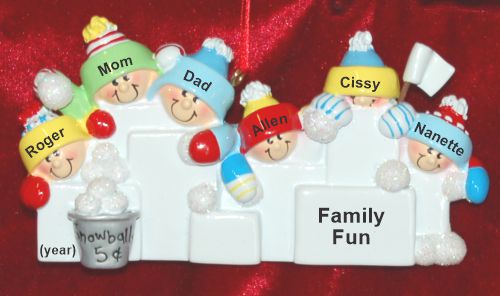 Family Christmas Ornament Snowball Fun for 6 Personalized by RussellRhodes.com