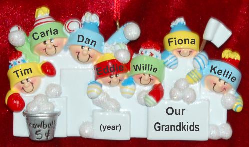 Grandparents Christmas Ornament Snowball Fun Grandkids 7 Personalized by RussellRhodes.com