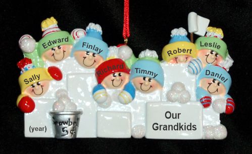 Grandparents Christmas Ornament Snowball Fun Grandkids 8 Personalized by RussellRhodes.com