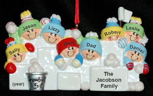 Personalized Family Christmas Ornament Snowball Fun Family 8 Personalized by Russell Rhodes