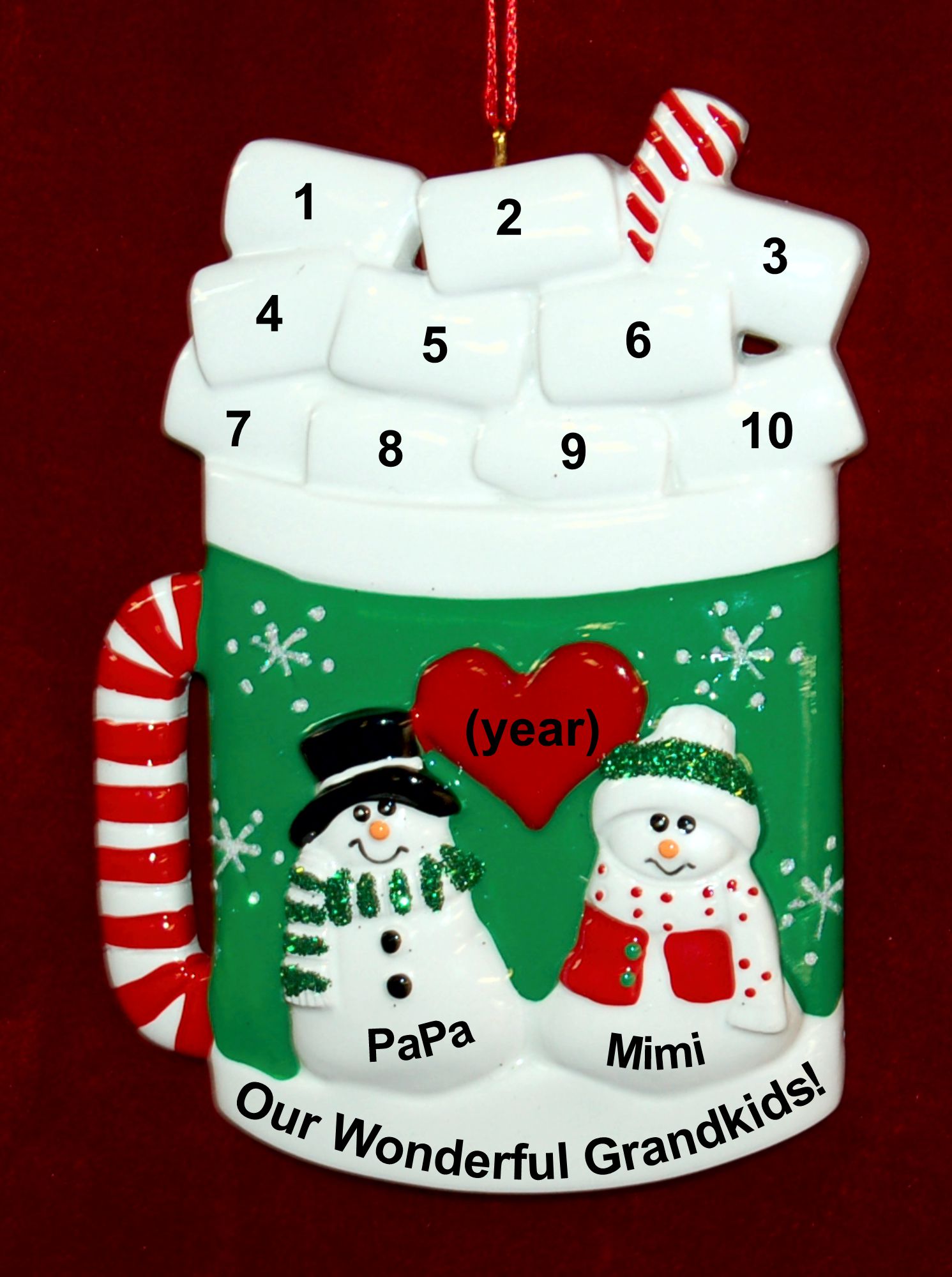 Grandparents Christmas Ornament Hot Cocoa up to 10 Personalized by RussellRhodes.com