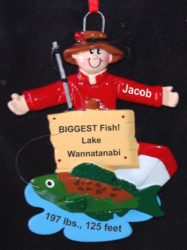 Fishing Christmas Ornament Biggest Fish Story Personalized by RussellRhodes.com