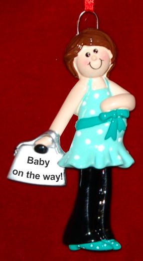 Pregnant Christmas Ornament Female Brunette Personalized by RussellRhodes.com