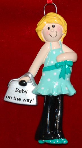 Pregnant Christmas Ornament Female Blond Personalized by RussellRhodes.com