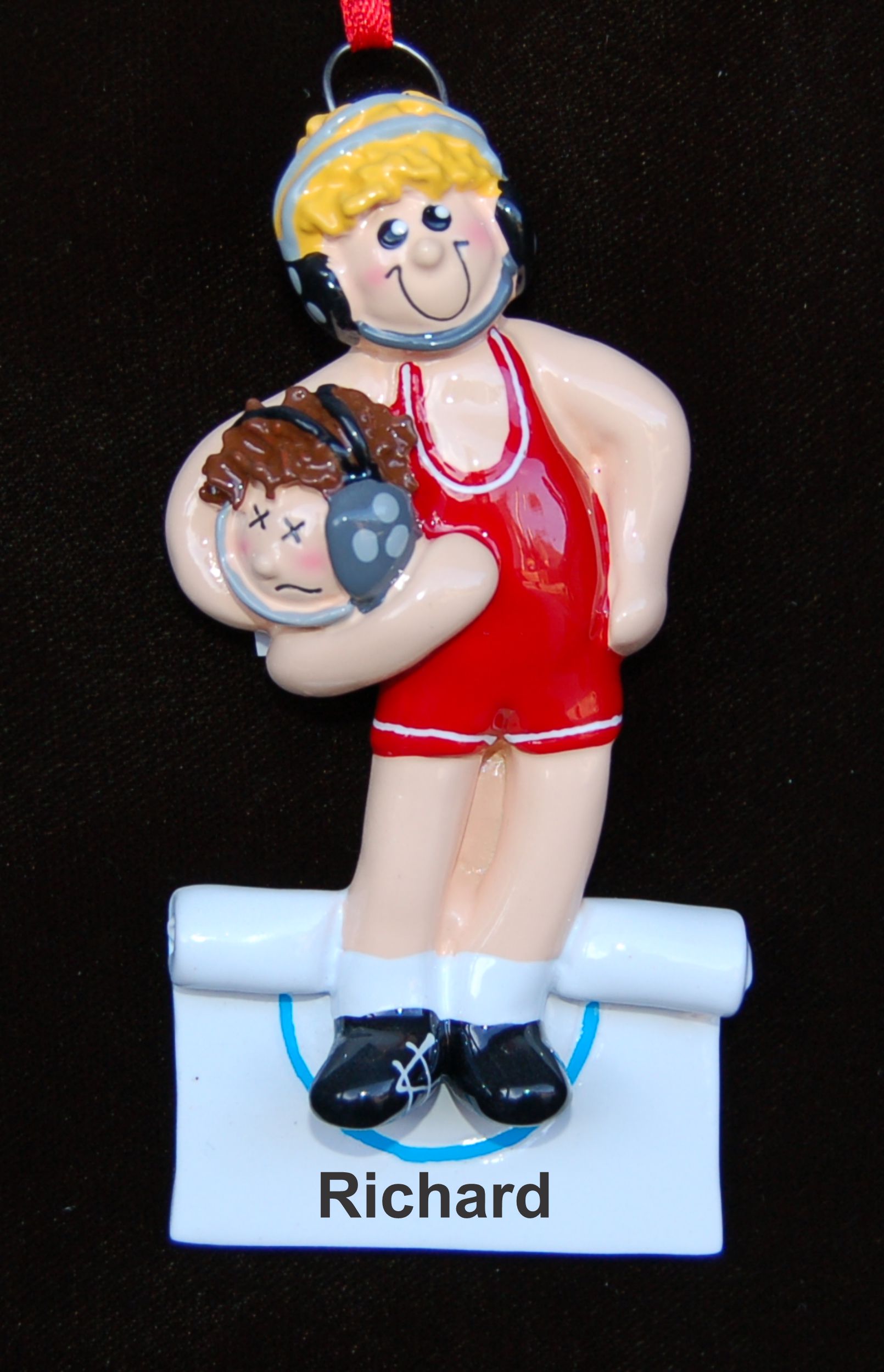 Personalized Wrestling Christmas OrnamentMale Blond Personalized by Russell Rhodes